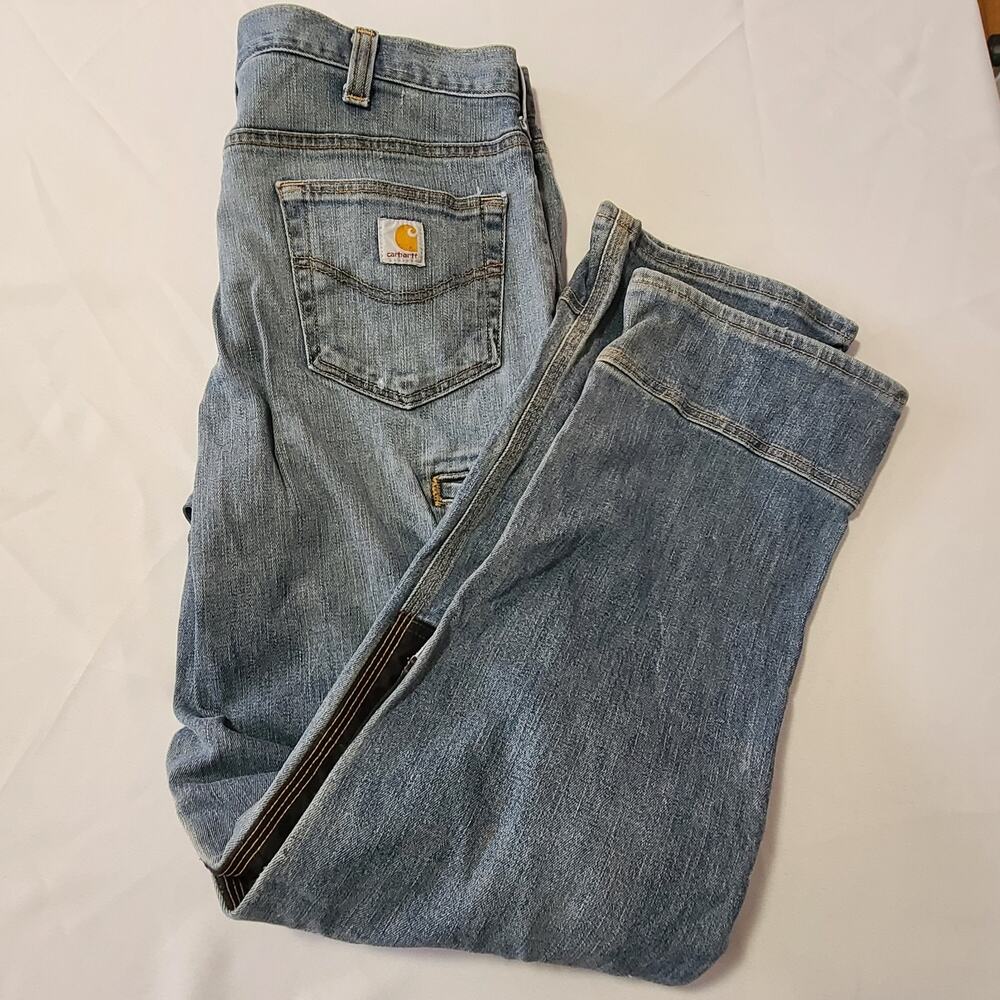 Mens Carhartt Carpenter Jeans With Knee Pad Pockets 36x34 Workwear Rugged